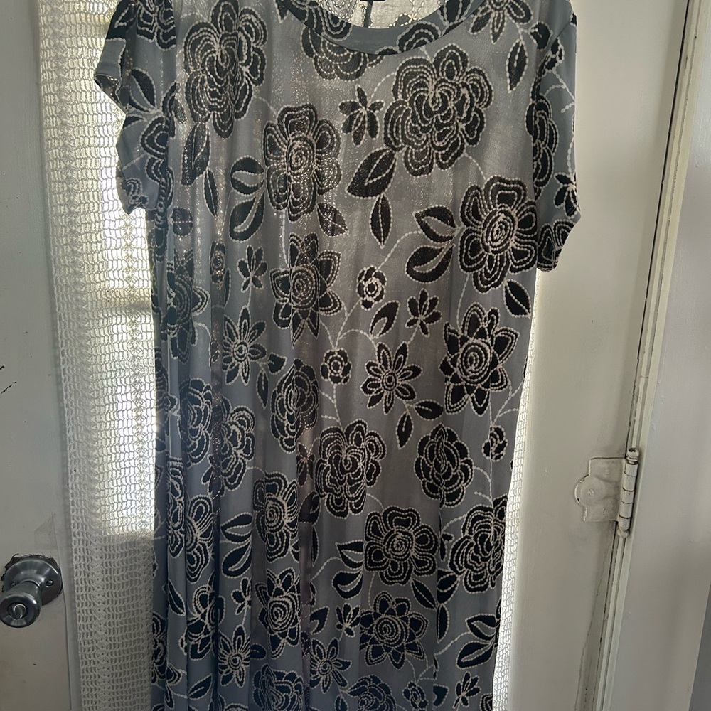 Black and Gray Casual Flutter Sleeve Midi Sundress